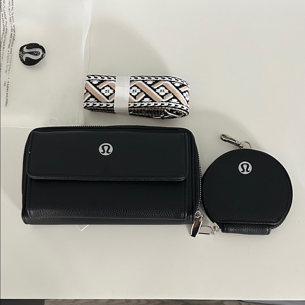 Black Wallet and Coin Pouch Set
